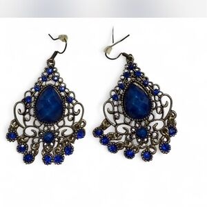 Elegant Blue Teardrop Earrings